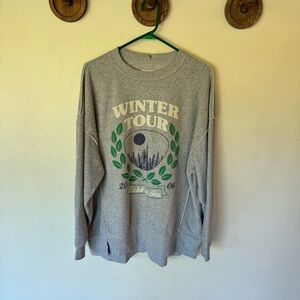Aerie oversized distressed Gray Winter Tour sweatshirt size large NEW!